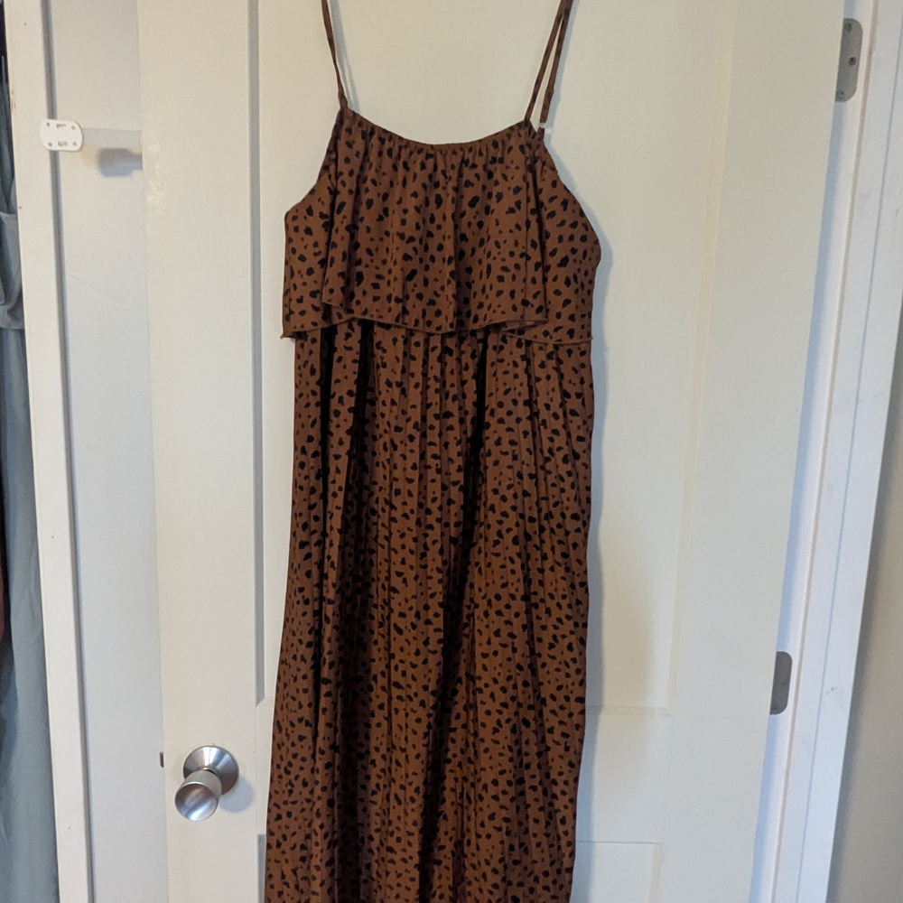 Brown Spotted Maxi Dress